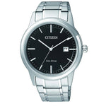 Citizen herrklocka Eco Drive AW1231-58E analog herrklocka med svart urtavla och armband i rostfritt stål