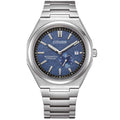Citizen Super Titanium Automatisk NJ0180-80L analog herrklocka med blå urtavla och armband i titan