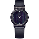 Citizen The Minerals EG7095-13E analog herrklocka med svart urtavla och armband i läder