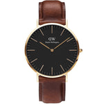 Daniel Wellington Classic St. Mawes DW00100545 analog herrklocka med svart urtavla och armband i läder