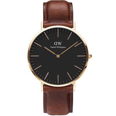 Daniel Wellington Classic St. Mawes DW00100545 analog herrklocka med svart urtavla och armband i läder