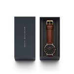 Daniel Wellington Classic St. Mawes DW00100545 analog herrklocka med svart urtavla och armband i läder