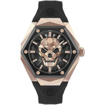 Philipp Plein The Skull PWPWA0224 analog herrklocka med svart urtavla och armband i silikon