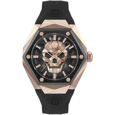 Philipp Plein The Skull PWPWA0224 analog herrklocka med svart urtavla och armband i silikon
