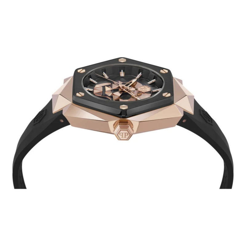 Philipp Plein The Skull PWPWA0224 analog herrklocka med svart urtavla och armband i silikon
