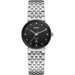 Rado Florence Diamonds R48913733 analog damklocka med svart urtavla och armband i rostfritt stål