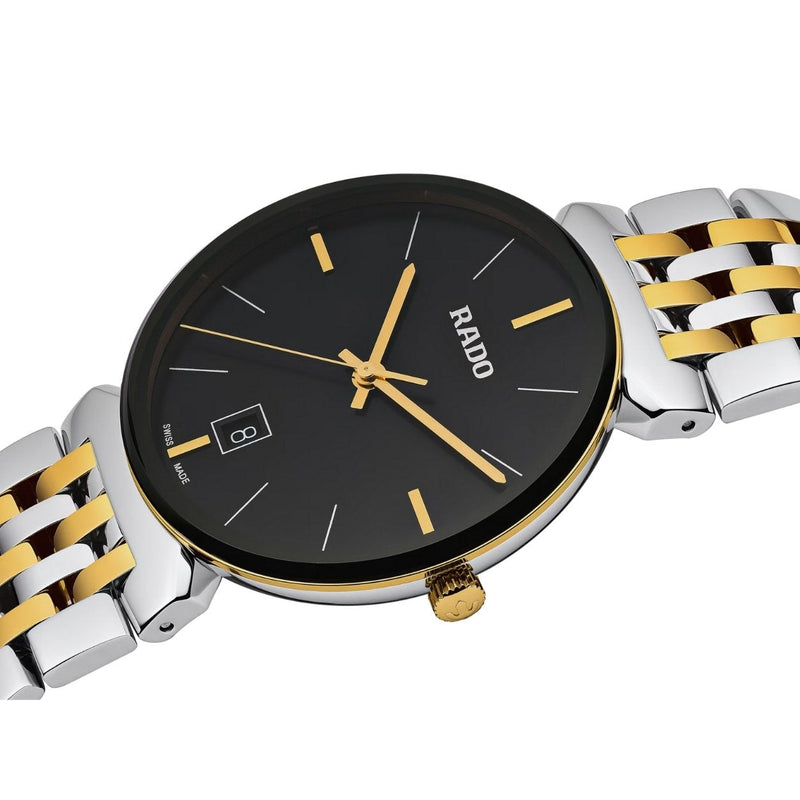 Rado Florence R48912153 analog herrklocka med svart urtavla och armband i rostfritt stål