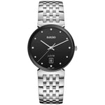 Rado Florence Diamonds R48912733 analog unisexklocka med svart urtavla och armband i rostfritt stål