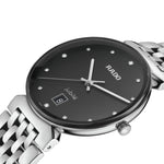 Rado Florence Diamonds R48912733 analog unisexklocka med svart urtavla och armband i rostfritt stål