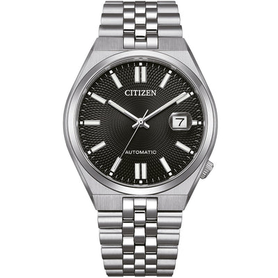 Citizen Tsuyosa 60 Collection NK0020-55E analog unisexklocka med svart urtavla och armband i rostfritt stål