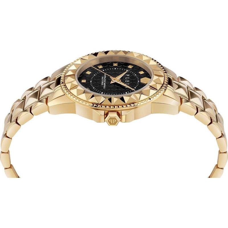 Philipp Plein Rock Couture PWPQA0424 analog damklocka med svart urtavla och armband i rostfritt stål