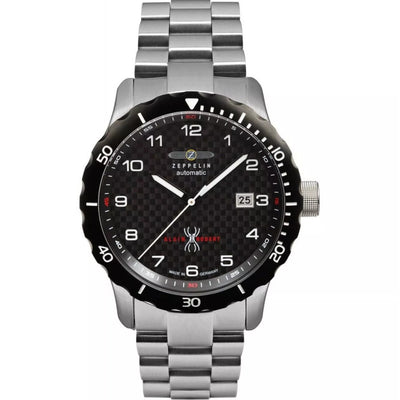 Zeppelin Night Cruise Automatic Herrklocka 7266M-3 analog herrklocka med svart urtavla och armband i rostfritt stål