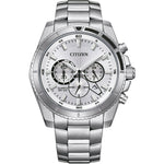 Citizen AQ Kronograf AN8200-50A analog herrklocka med silver urtavla och armband i rostfritt stål