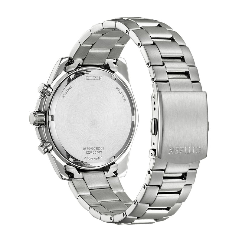 Citizen AQ Kronograf AN8200-50A analog herrklocka med silver urtavla och armband i rostfritt stål