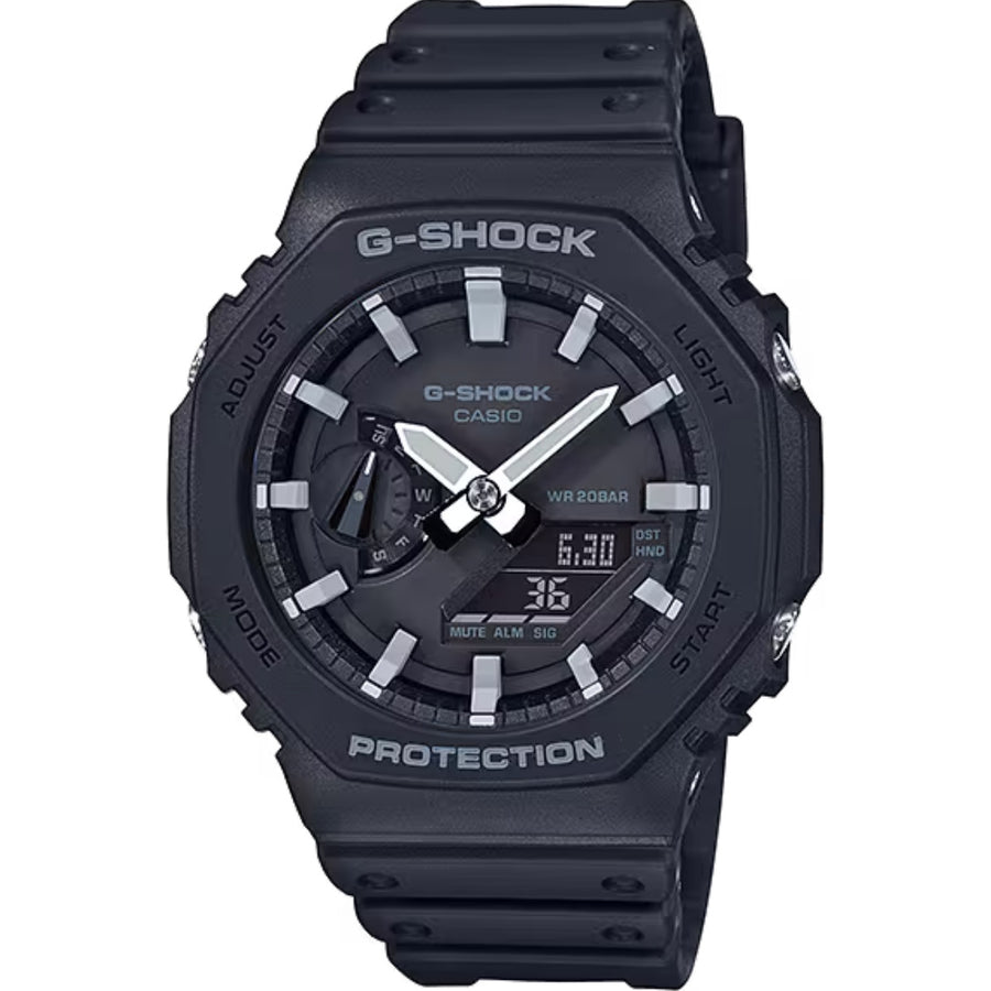 Casio G-Shock GA-2100-1AER analog unisexklocka med svart urtavla och armband i resin