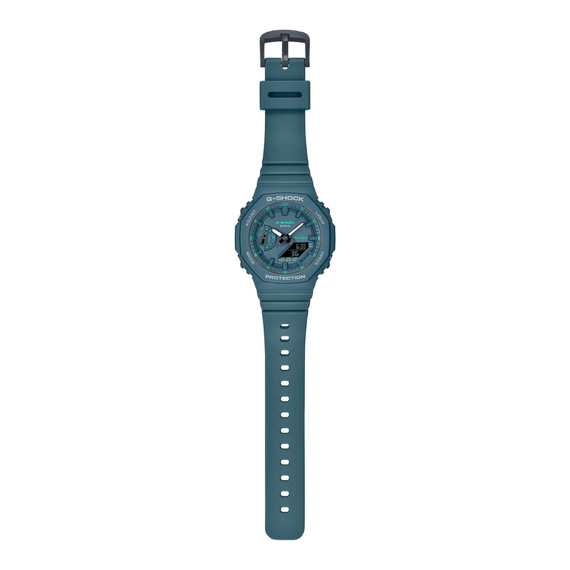 Casio G-Shock GMA-S2100GA-3AER analog damklocka med turkos urtavla och armband i resin