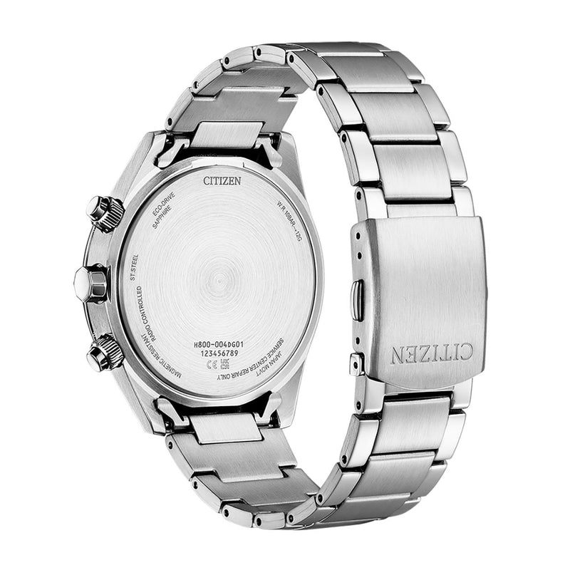 Citizen Radio Controlled Eco-Drive Chronograph AT8260-85L analog herrklocka med blå urtavla och armband i rostfritt stål