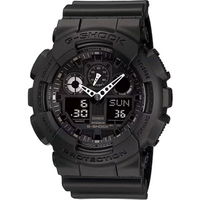 Casio G-Shock GA-100-1A1ER analog herrklocka med svart urtavla och armband i resin