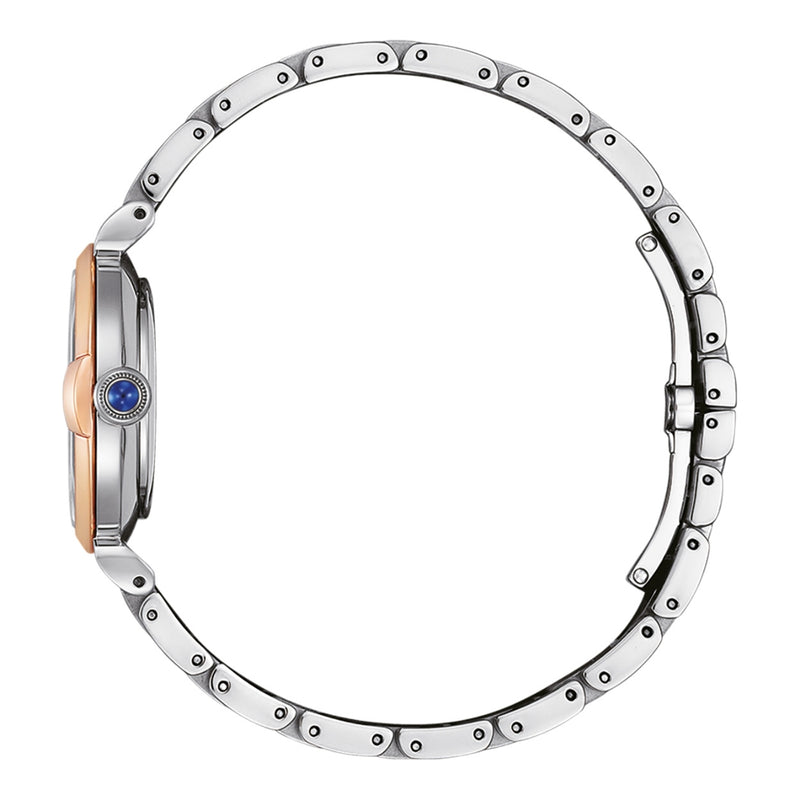 Citizen May bells EM1074-82D analog damklocka med pärlemor urtavla och armband i rostfritt stål