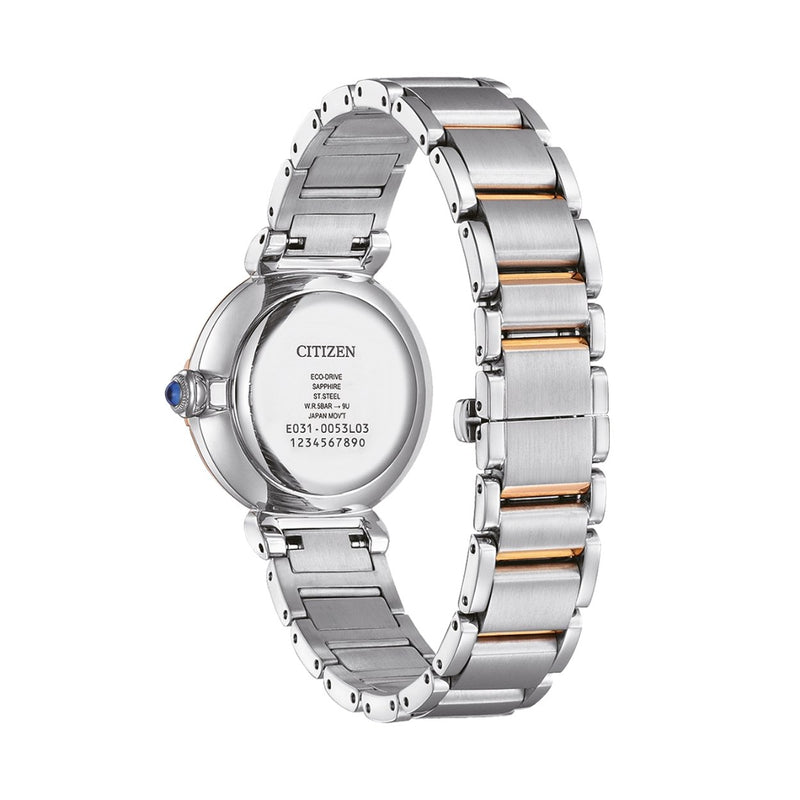 Citizen May bells EM1074-82D analog damklocka med pärlemor urtavla och armband i rostfritt stål