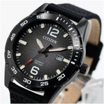 Citizen Nylon BI1045-05E analog herrklocka med svart urtavla och armband i nylon