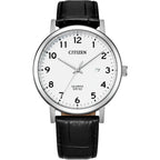 Citizen Dress BI5070-06A analog herrklocka med vit urtavla och armband i läder
