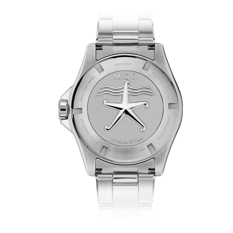 Mido Ocean Star 600 Chronometer M026.608.11.041.01 analog herrklocka med blå urtavla och armband i rostfritt stål
