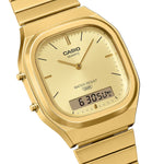 Casio Vintage AQ-240EG-9AEF analog unisexklocka med guld urtavla och armband i rostfritt stål
