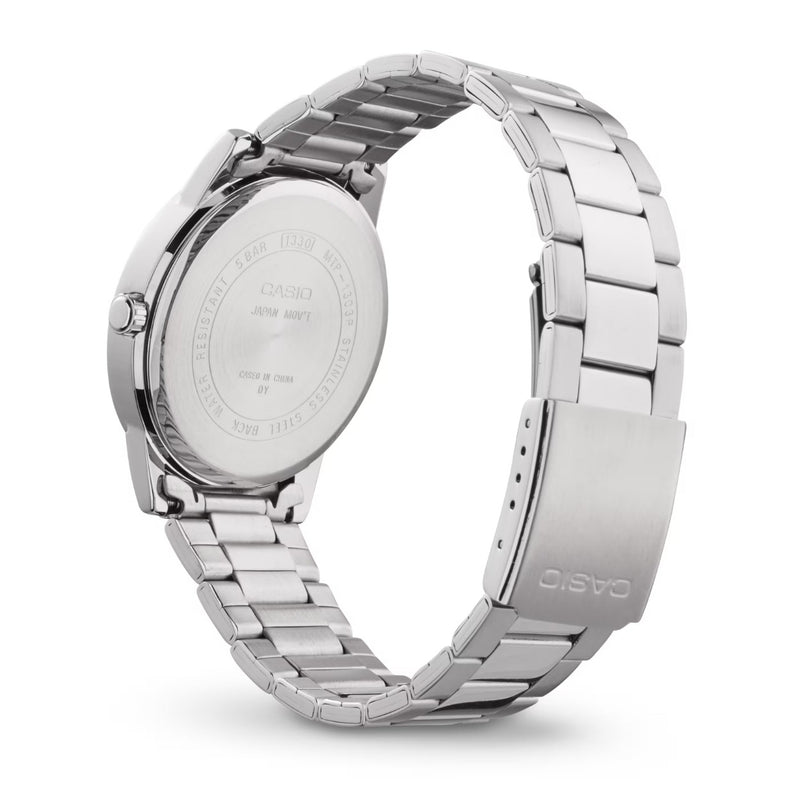 Casio Collection MTP-1303PD-1AVEG analog herrklocka med svart urtavla och armband i rostfritt stål