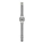 Casio Vintage A158WEM-7EF digital unisexklocka med silver urtavla och armband i rostfritt stål