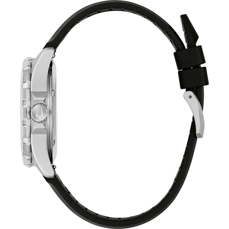 Bulova Marine Star 98B465 analog herrklocka med svart urtavla och armband i resin