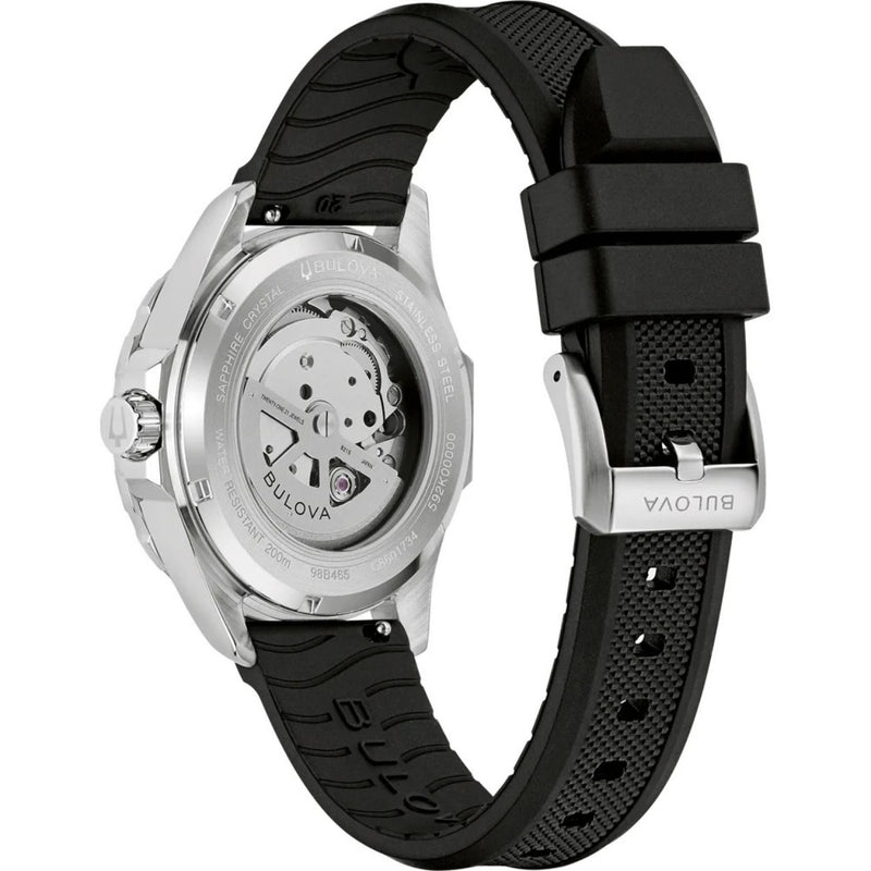 Bulova Marine Star 98B465 analog herrklocka med svart urtavla och armband i resin