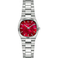 Bulova Super Seville 96L354 analog damklocka med rött urtavla och armband i rostfritt stål