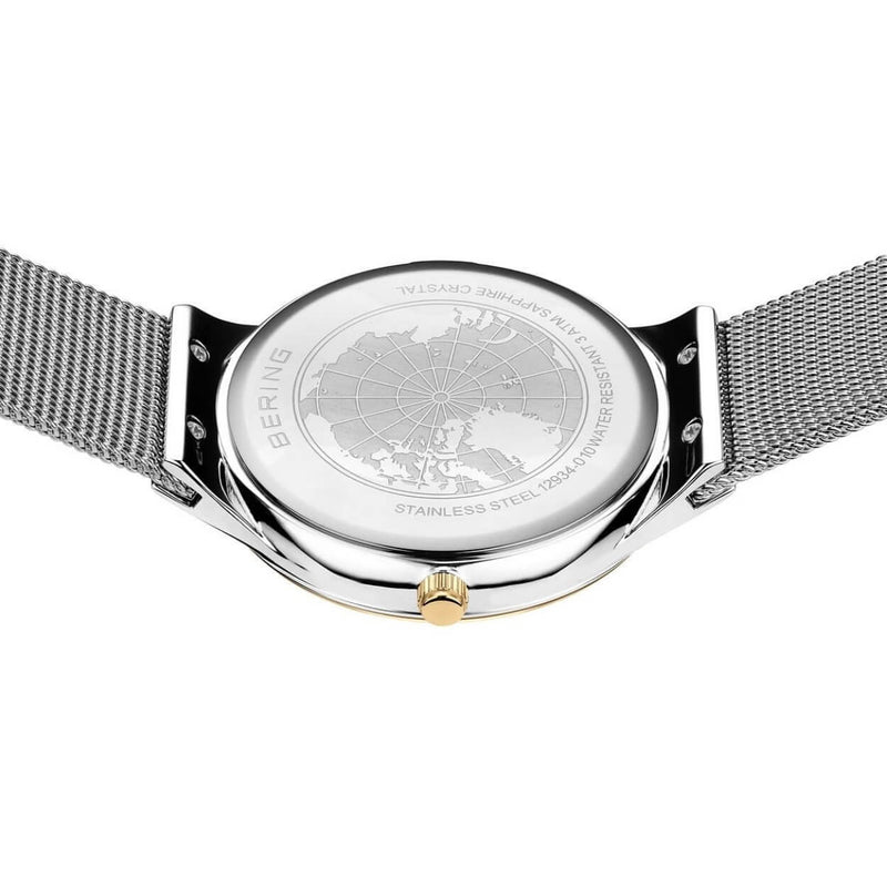 Bering Classic 12934-010 analog damklocka med silver urtavla och armband i mesh