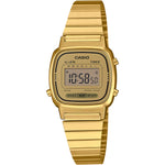 Casio Vintage LA670WEGA-9EF digital damklocka med guld urtavla och armband i rostfritt stål