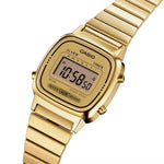 Casio Vintage LA670WEGA-9EF digital damklocka med guld urtavla och armband i rostfritt stål