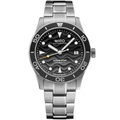 Mido Ocean Star 39 M026.907.11.061.00 analog herrklocka med grå urtavla och armband i rostfritt stål