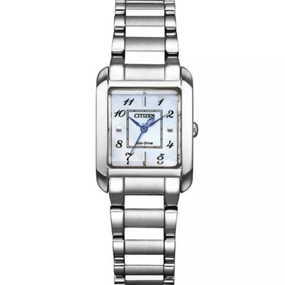 Citizen Eco-Drive EW5600-87D analog damklocka med vit urtavla och armband i rostfritt stål