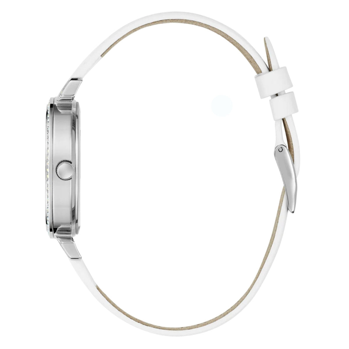 Guess ENCHANTMENT Damklocka GW0764L4 analog damklocka med silver urtavla och armband i läder