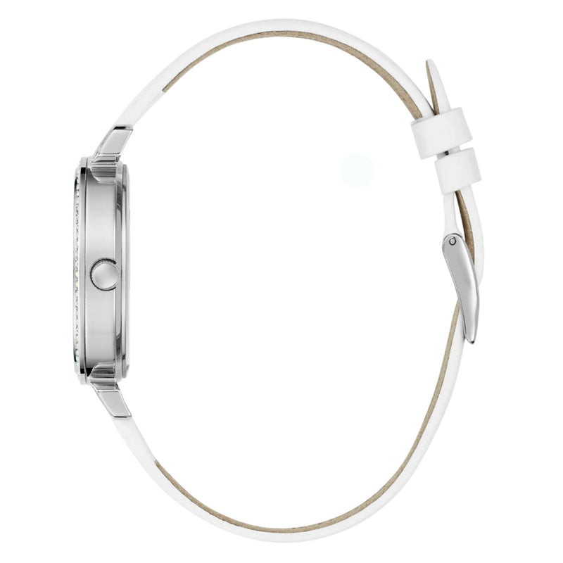 Guess ENCHANTMENT Damklocka GW0764L4 analog damklocka med silver urtavla och armband i läder