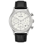 Bulova Classic Ø43mm 96B354 analog herrklocka med vit urtavla och armband i läder
