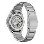 Citizen Automatic NJ0221-50E analog herrklocka med svart urtavla och armband i rostfritt stål