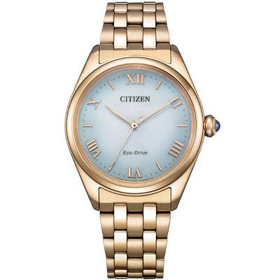 Citizen Eco-Drive EM1143-81X analog damklocka med flerfärgad urtavla och armband i rostfritt stål