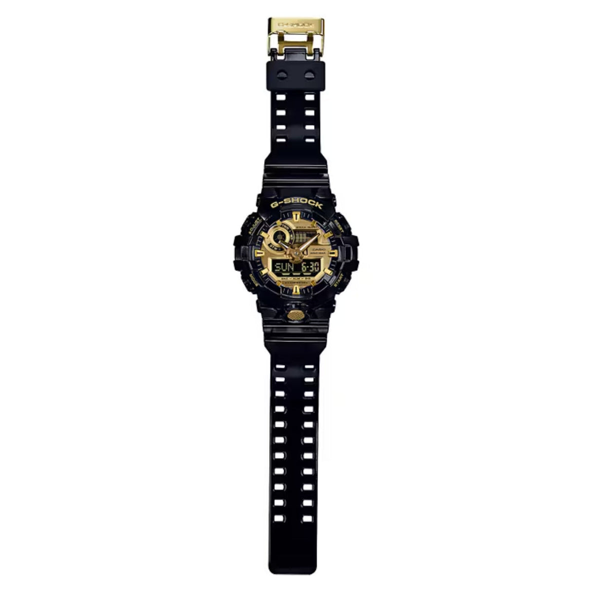 Casio G-Shock GA-710GB-1AER digital unisexklocka med guld urtavla och armband i resin