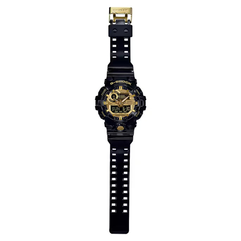 Casio G-Shock GA-710GB-1AER digital unisexklocka med guld urtavla och armband i resin