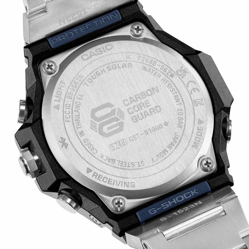 Casio G-Shock GST-B1000D-2AER analog herrklocka med blå urtavla och armband i rostfritt stål