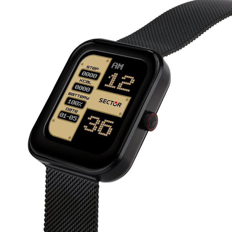 Sector S-03 Smartwatch R3253294002 digital unisexklocka med svart urtavla och armband i rostfritt stål