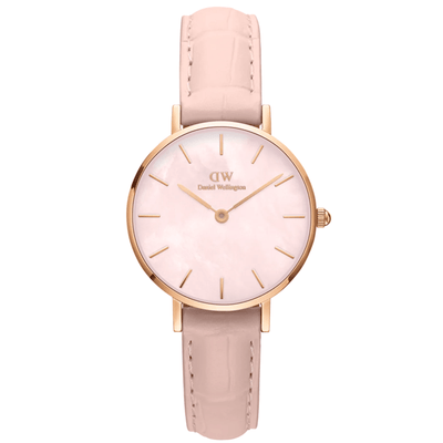 Petite Rouge Rose Gold Ø32mm DW00100514 analog damklocka med rosa urtavla och armband i läder