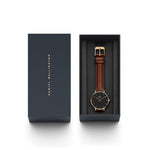 Daniel Wellington Petite St Mawes DW00100548 analog damklocka med svart urtavla och armband i läder