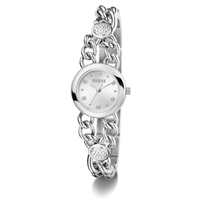 Guess Tone Analog Silver Damklocka GW0758L1 analog damklocka med silver urtavla och armband i rostfritt stål